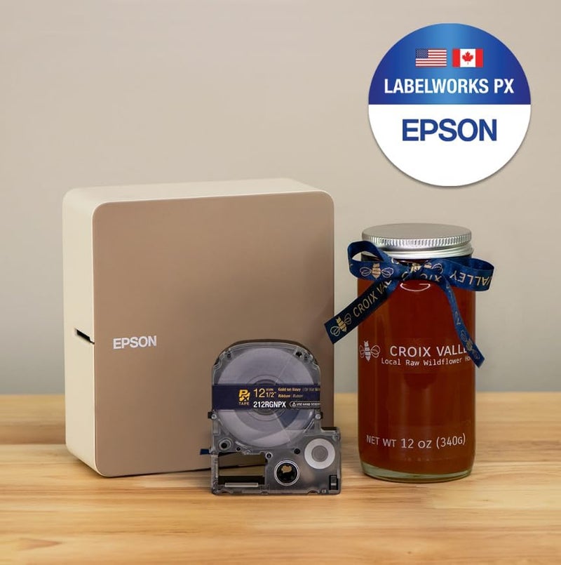 LABELWORKS Epson 212RGNPX Genuine PET (Polyester) Tape Cartridge - Gold on Navy Ribbon Designer Craft Label Maker Tape - 1/2" (12MM) Wide, 16' - Image 3